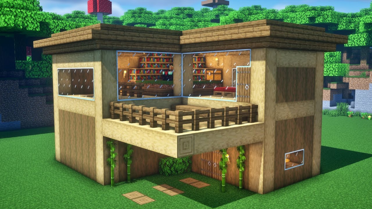 マインクラフト建築 原木で作る木造モダンハウスの作り方 Minecraft Minecraft Summary マイクラ動画