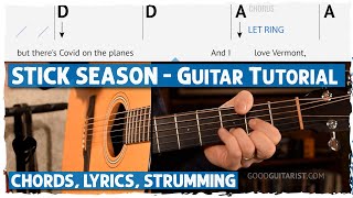 "Stick Season" Guitar Tutorial - 4 Chords Repeating + Simple Travis Picking