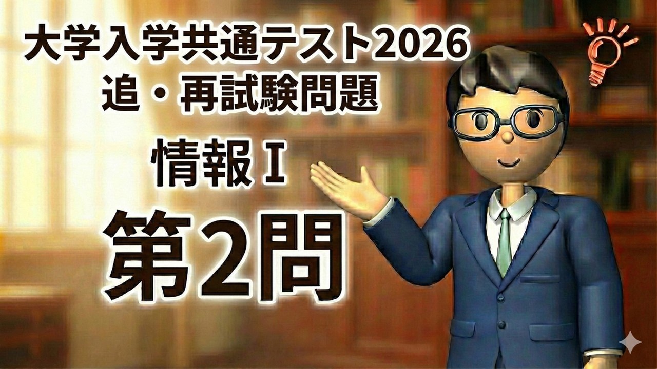 【希少・書き込みなし】2026共通テスト追試験・問題冊子（1日目＆2日目） 大学入学共通テスト2026 追・再試験問題 情報Ⅰー第2問 - YouTube