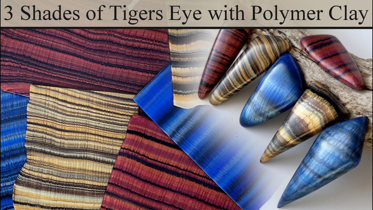How to Create Polymer Clay Faux Tigers Eye -  3 Different Shades of Stone