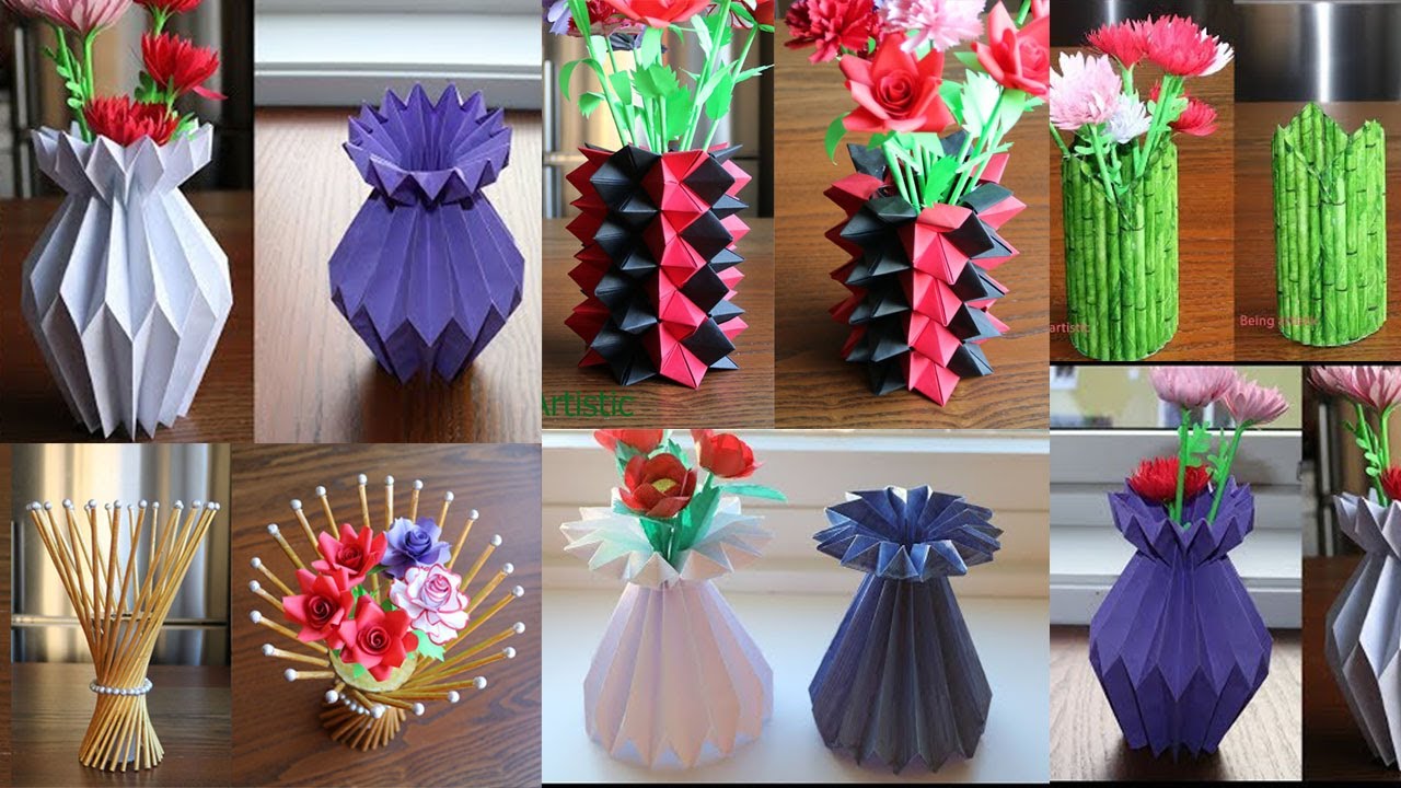 5 Beautiful Paper Flower Vase - Easy Paper Flower Vase Ideas- Paper