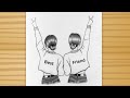BFF Drawing Two Best Friend Girl Drawing Easy Drawing For Beginners Friendship Day Drawing Art 
