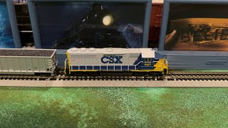 The N Scale line is complete on the O Scale Layout Kato N scale loaded NS coal cars 