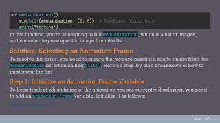 How to Fix the TypeError: argument 1 must be pygame.Surface, not list Error in Pygame Animations