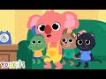 Cat Mouse Elephant Dino And Duck Jumping On The Bed 