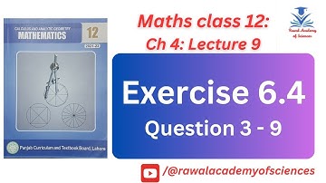 Ex 6.4  (Q 3 to 9 ) Conic Sections || F.Sc 12th class mathematics ||Punjab Boards, Federal Board