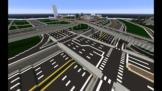 Minecraft City freeway exits and interchanges of realistic scale