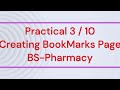BS   Pharmacy   Applications of Computers in Pharmacy   Practical 3   Creating BookMarks Page
