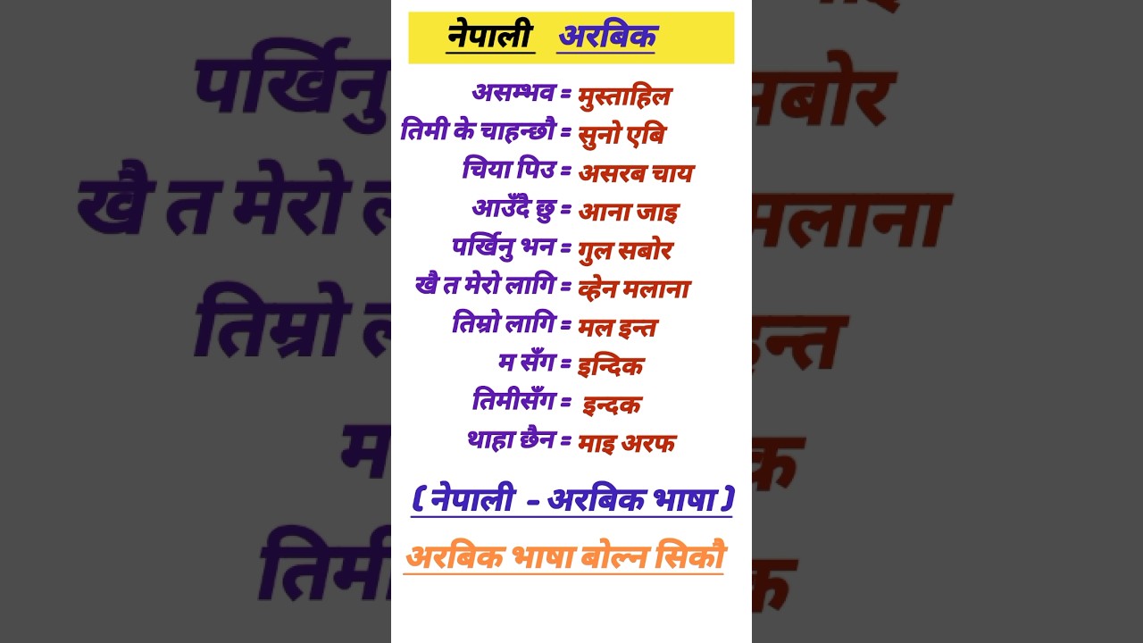ARABIC LANGUAGE LEARNING | ARABIC VASA NEPALI | ARABI LANGUAGE | अरबी भाषा