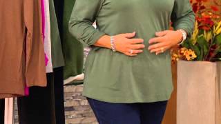 Denim & Co. Active Petite Roll-Tab Sleeve Knit Tunic with Carolyn Gracie