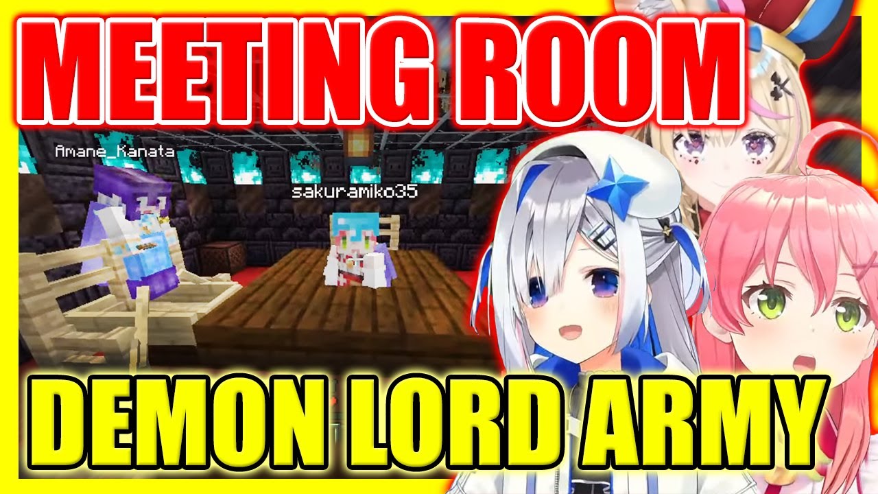 Demon Lord Army: NEW MEETING ROOM!! Miko Kanata Polka - Minecraft 【ENG Sub】 【Hololive】