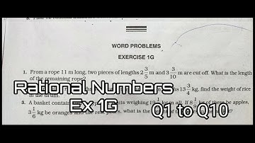 Rational Numbers| Exercise 1G | Q1 to Q10 | CBSE RS Aggarwal class 8 in hindi ||| Rajmith Study
