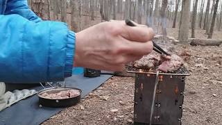 Bushbox LF & Wood Pellets - Cooking Steak & Vegetable