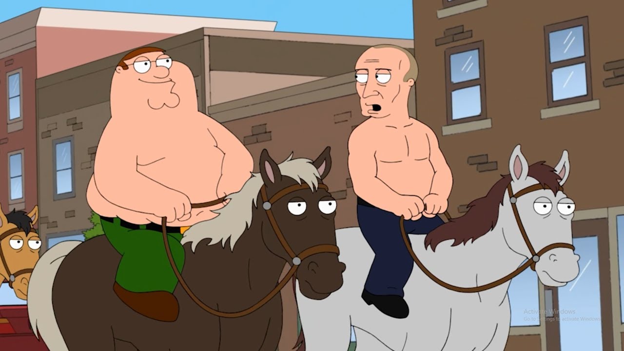 Peter Ridings Family Guy S23E07 Petey IV Peter riding a horse on the street - YouTube