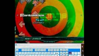 Stepmania, played with a screen keyboard.