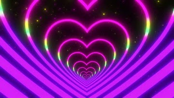 Fly Through Neon Lights love Heart || Neon Light Heart Tunnel Free VJ Loops || 4K VJ Loops