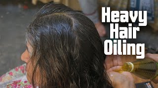 Heavy Hair Oiling n Head Massage to Mother in Law | ASMR Pakistan