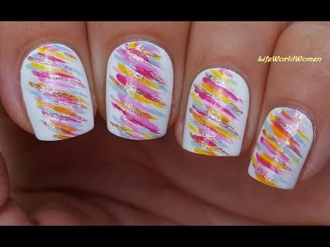 Colorful Striped Nail Art For Summer Using Striping Brush Youtube