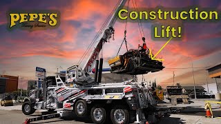 Lifting a Broken Asphalt Paver Stuck in Gas Station