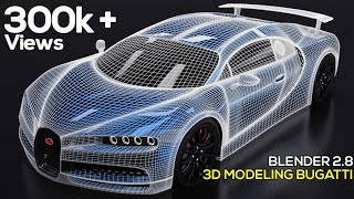 Bugatti Chiron 3D Car Modeling Timelapse | Blender 2.8