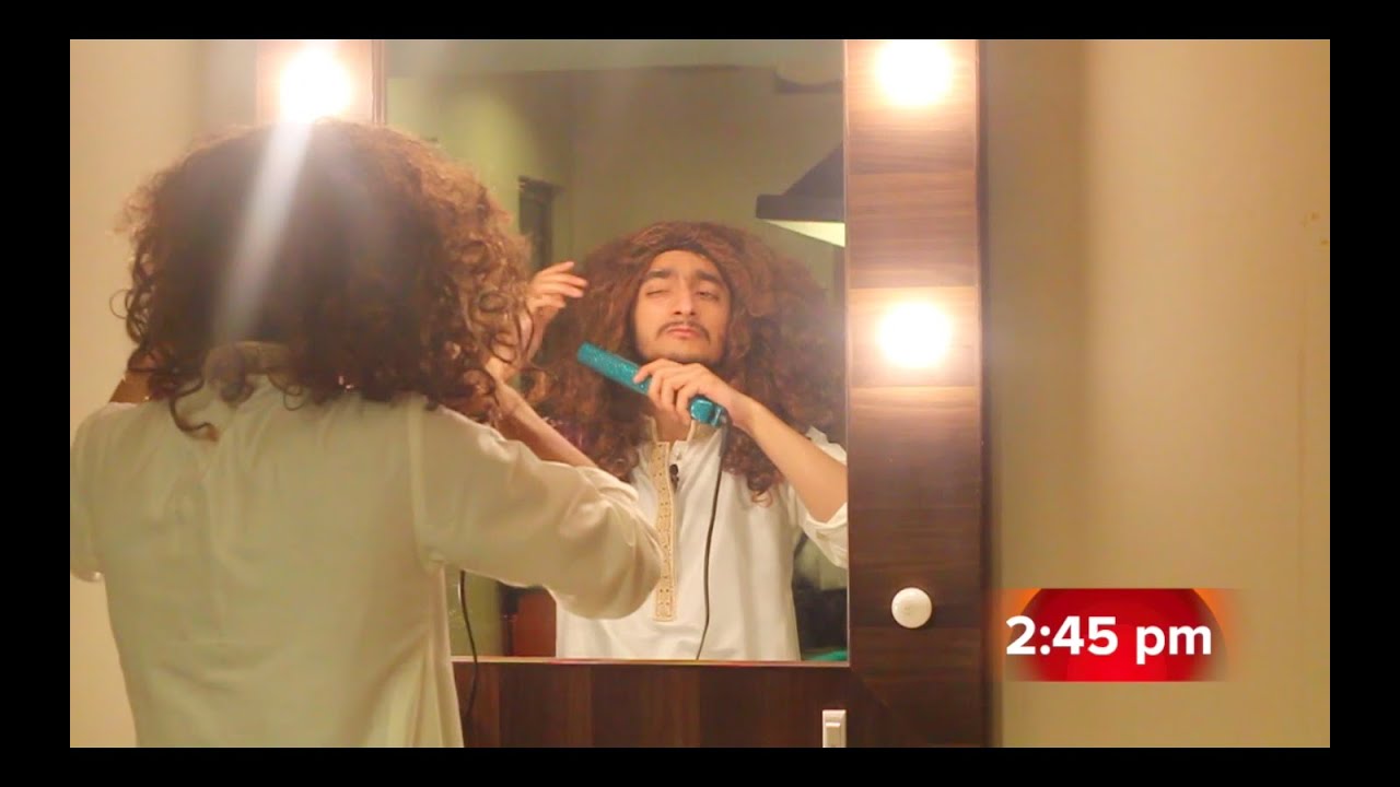 A girl tries to get ready.