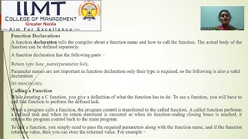 Functions in C | C Programming | BCA Course | Computer Applications | IIMT College of Management