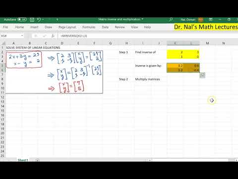 MATH 3.02 Solving system of linear equations with Excel (2x2 case ...
