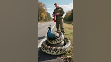 Man saves peacock from python