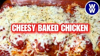 EASY Cheesy Baked Chicken Breast WW Friendly | Lightened Up | Weight Watchers-With Calories &amp; Macros