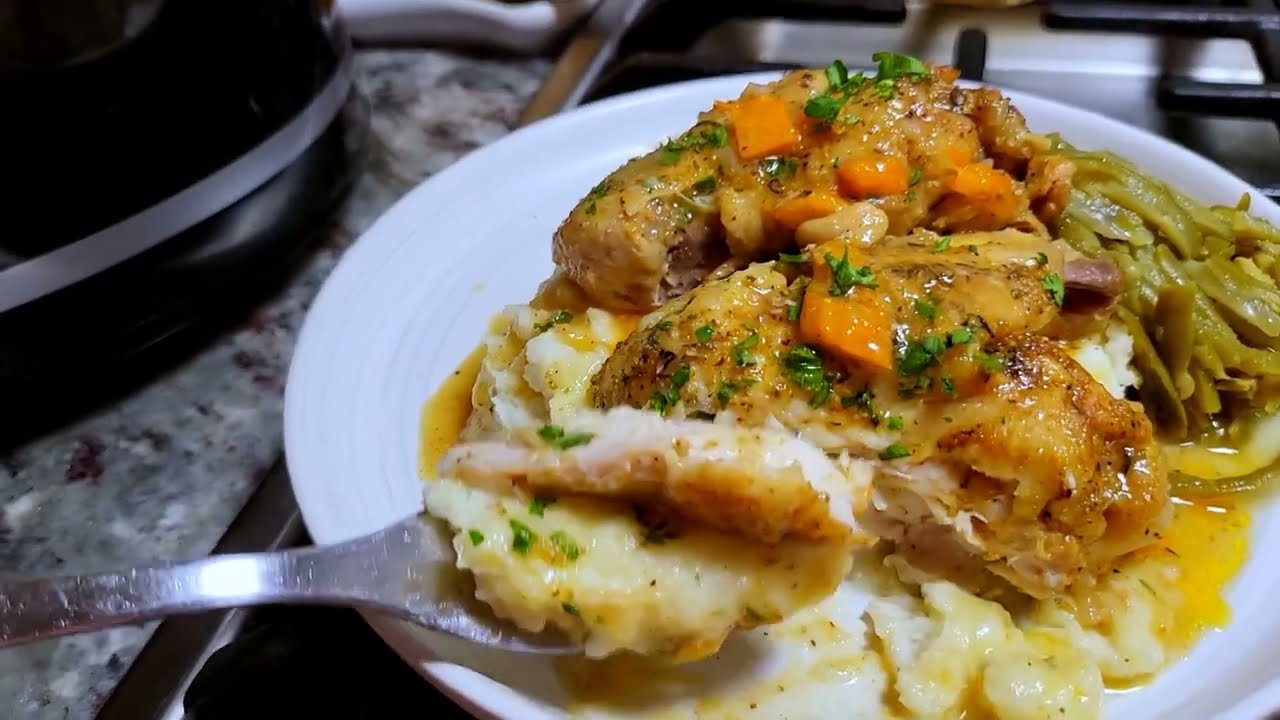 Slow Cooker Smothered Chicken EASY  Fall Off The Bone Chicken Recipe