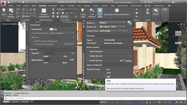 AutoCAD 2016 Render Settings Simple Steps