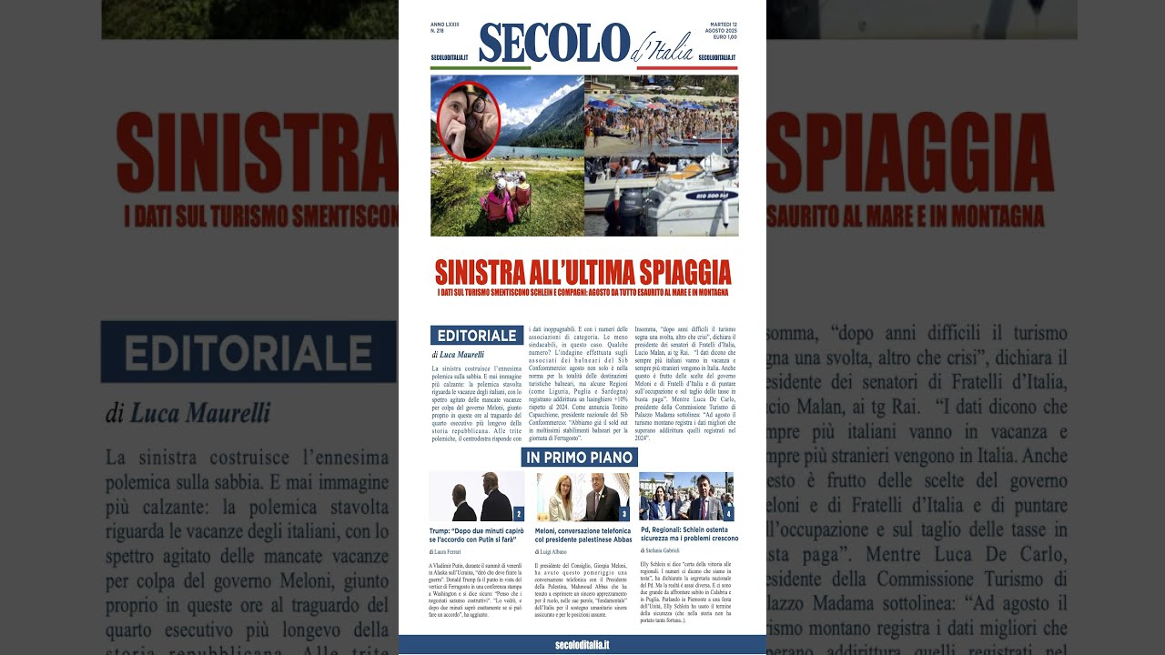 Prime Pagine Quotidiani di Oggi - martedì, 12 agosto 2025 #video #italia #notizie