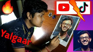 Carryminati Watercolour painting Yalgaar Carryminati YouTube Vs tiktok #Yalgaar #Carryminati #art