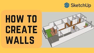 Part 4 - Creating walls, doors and windows layout in Sketchup | House 20x10 m