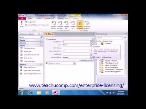 Microsoft Office Access Tutorial 2010 Switchboard Forms 18.1 Employee Group Training