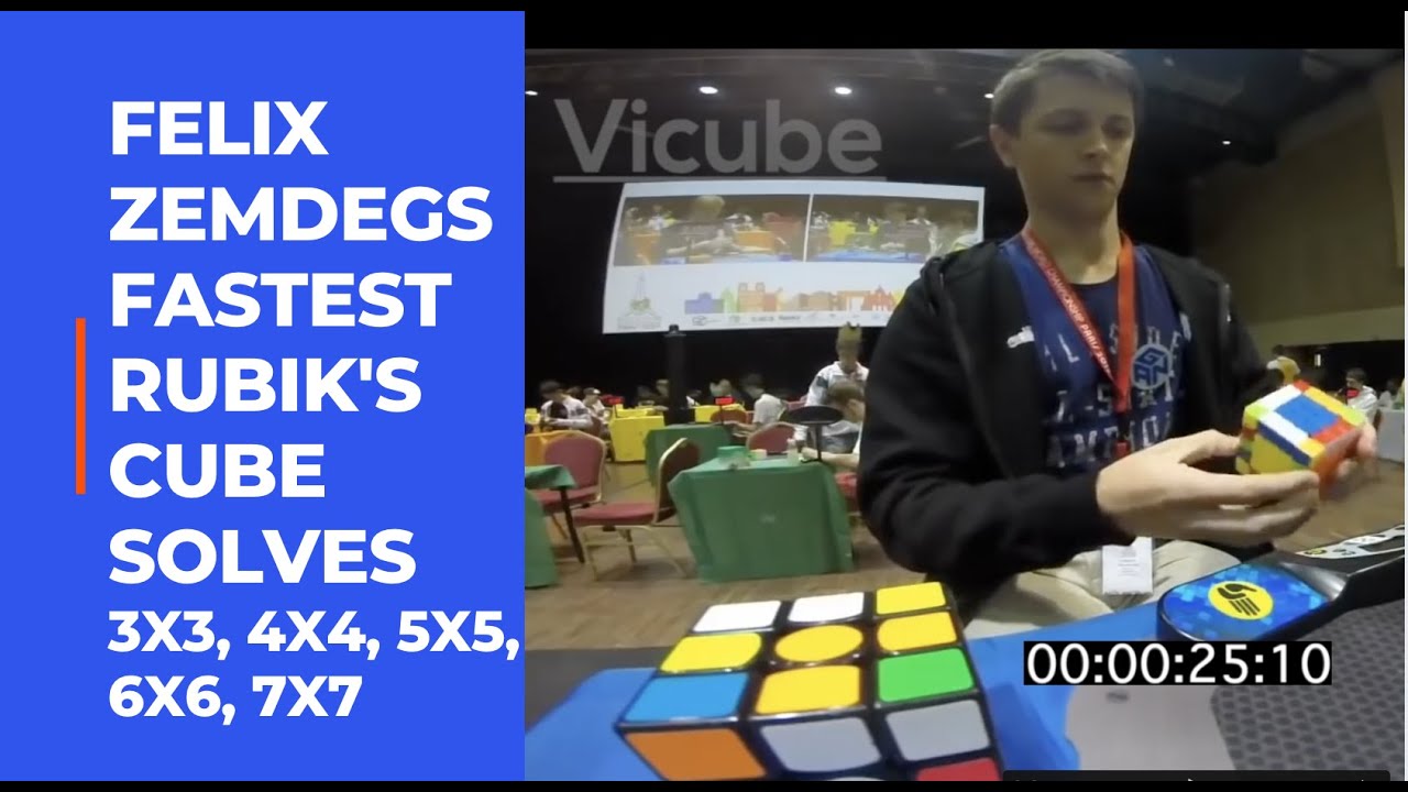 Felix Cube Felix Zemdegs World Record Rubik's Cube Solves 3x3, 4x4, 5x5, 6x6, 7x7 ...