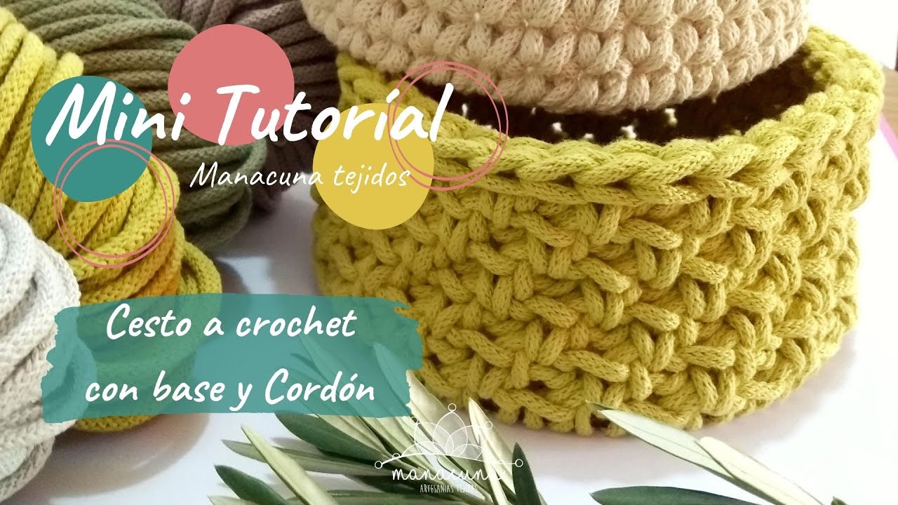 CESTO A CROCHET CON BASE MADERA CALADA/ Mini tutorial por Manacuna Tejidos