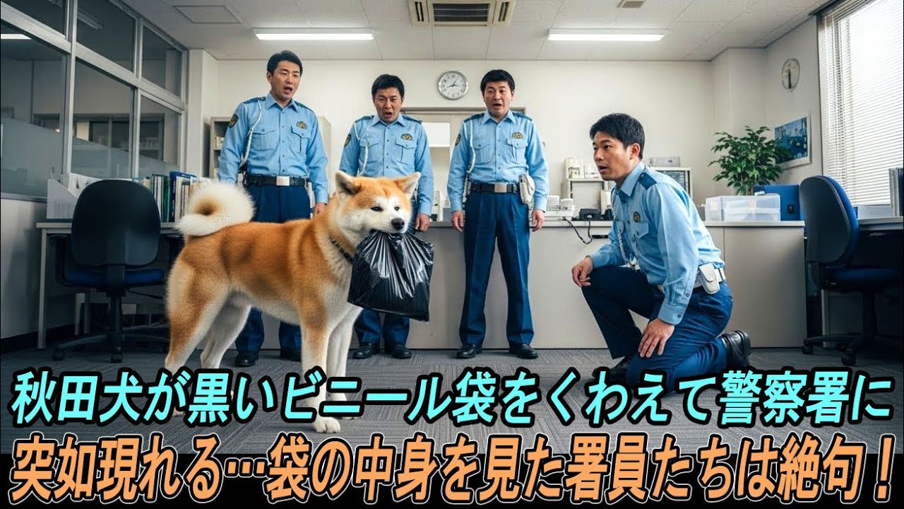 黒いビニール袋を口にくわえた秋田犬が、突然警察署に現れた…袋を開けた瞬間、署内は騒然となった。