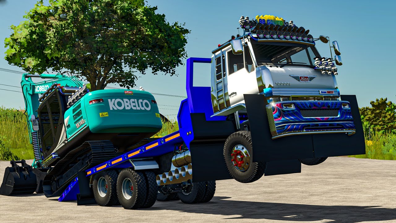 KOBELCO 140 ขึ้นเทเลอร์ ซูโม่หน้าลอย ส่งหน้างานใหม่ FS25 BBGAMER