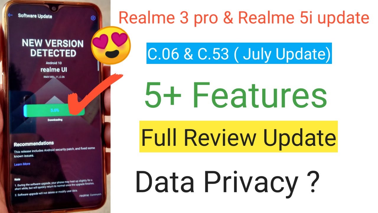 Realme 3 Pro C.07 new July Update | 10 new features Camera,Antutu | Realme 5i new update (July) 😍😍😍👇