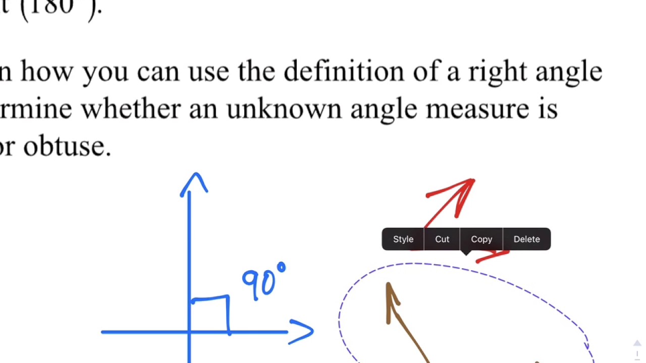 Definition of Acute, Right, Obtuse, and Straight Angle 