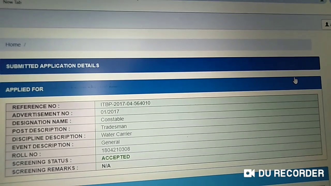 ITBP TRADEMAN 303 POST ADMIT CARD COMING SOON