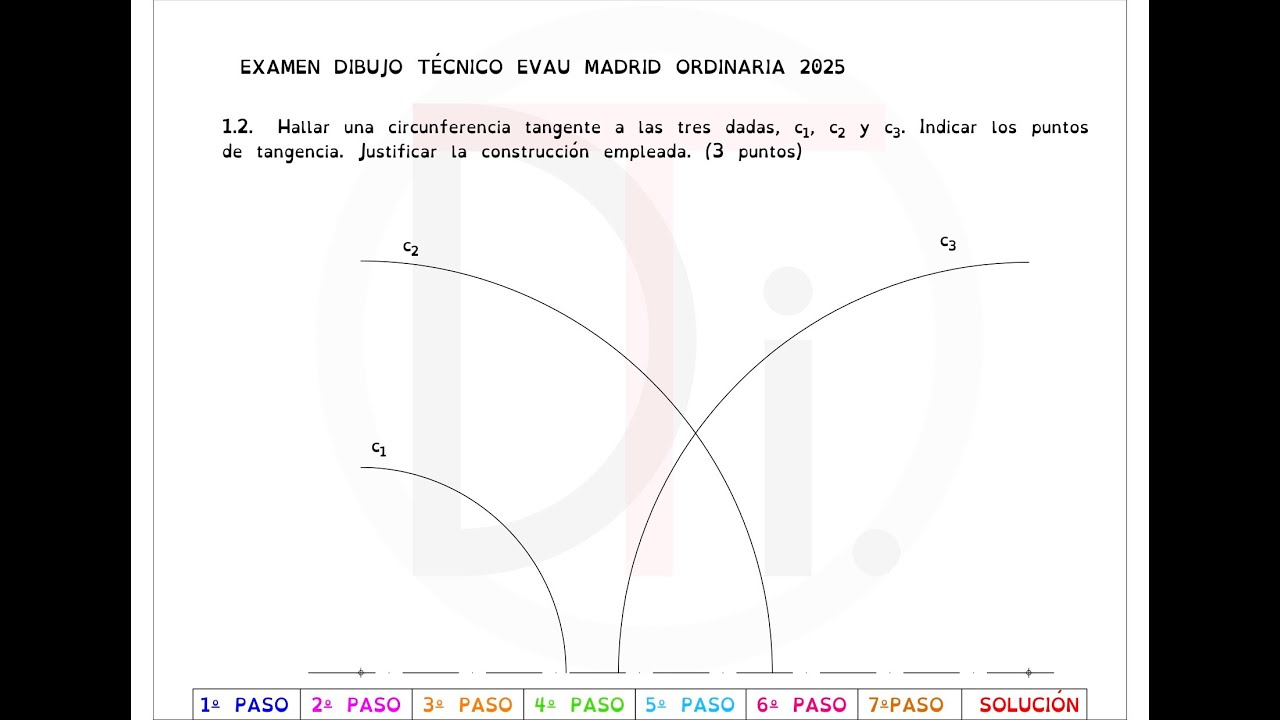 Ejercicio EVAU Madrid 2025 Ordinaria 1 2 Tangencias, Dibujo Técnico, Bachillerato, Selectividad, PAU