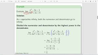 Math 111 3.5 Limits at Infinity and Asymptotes