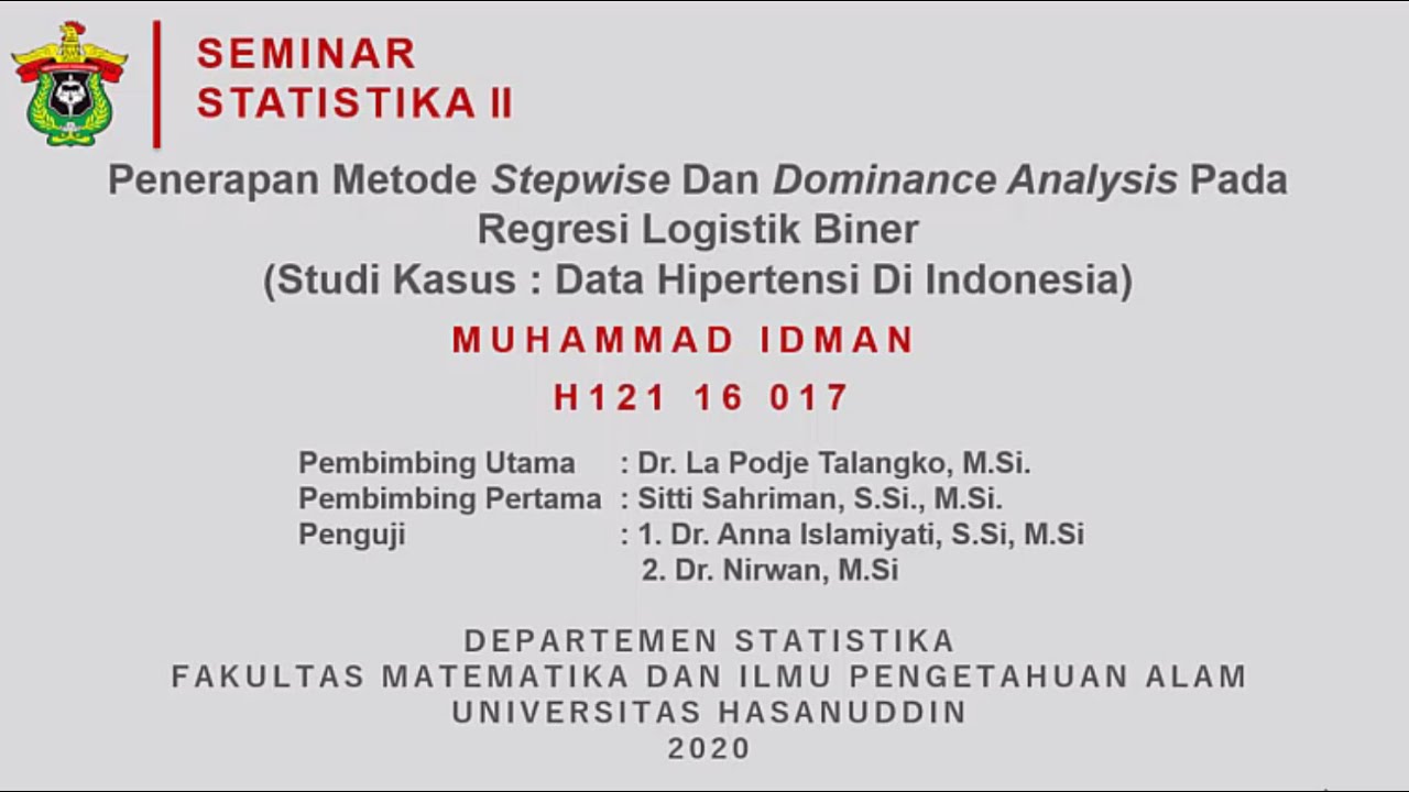 Seminar Hasil: Penerapan Metode Stepwise dan Dominance Analysis Pada ...