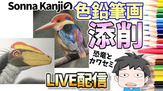 色鉛筆画イラスト添削live 4 恐竜とカワセミの塗り方 Youtube