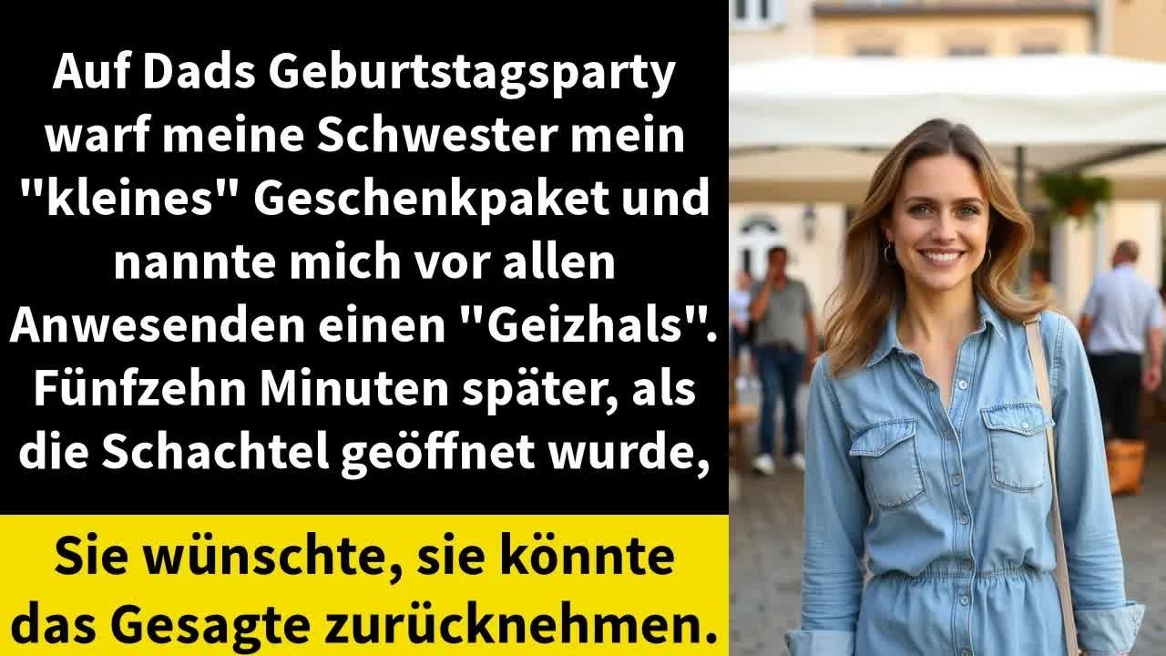 Auf Dads Geburtstagsparty warf meine Schwester mein ＂kleines＂ Geschenkpaket und nannte mich vor