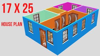 425 Sqft 17'X25' Home 2 Bedroom Kitchen Dining and visitors Hall Bathroom  house decorations ideas