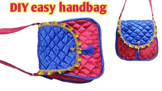 आधे मीटर कपड़े से बनाए सुंदर बैग/ handbag/sling bag/bag cutting and stitching/zipper bag/DIY handbag