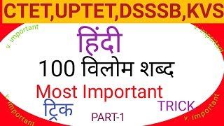 Hindi Vilom Shabad | हिंदी विलोम शब्द | Hindi Grammar | CTET,UPTET,KVS,DSSSB